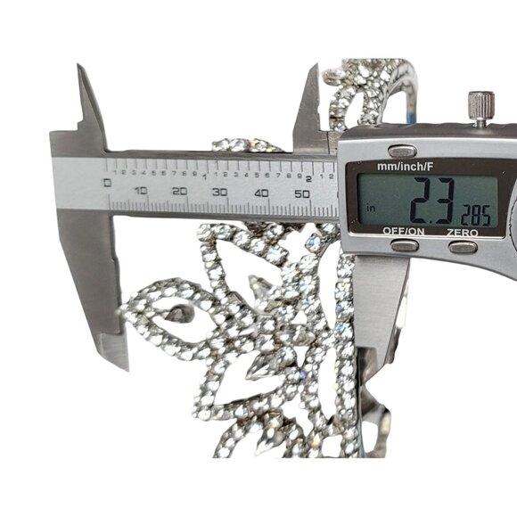 Silver Tone Clear Prong Set Rhinestone Bridal Wedding Pageant Tiara - Picture 7 of 9